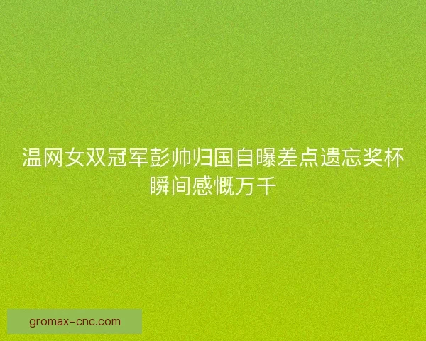 温网女双冠军彭帅归国自曝差点遗忘奖杯瞬间感慨万千
